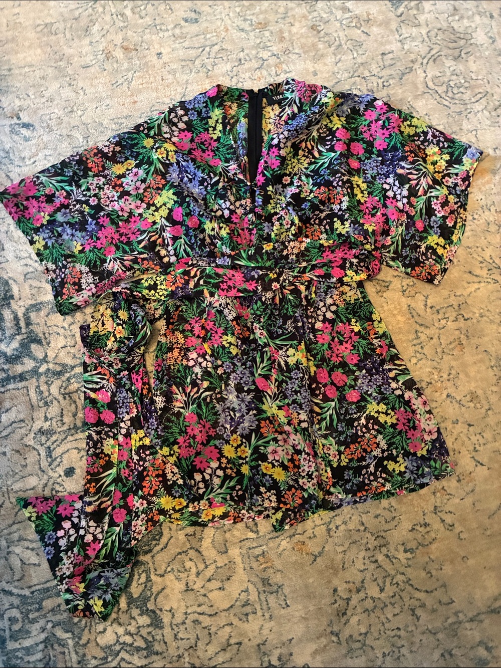 Yumi Kim Black Floral Short-Sleeve Romper
